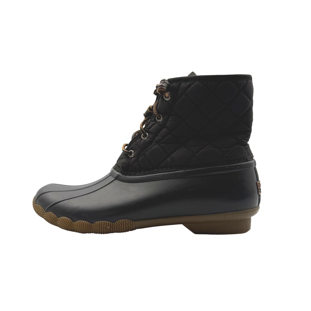 Sperry Saltwater Quilted Duck Boots Black Size 9 Waterproof Rain Snow